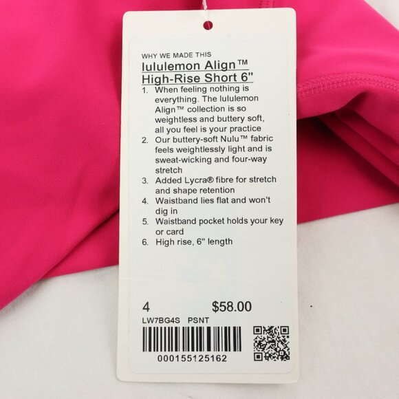 NWT Lululemon Align (6") High-Rise Short in Passionate Size 4 - Picture 5 of 6